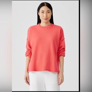 Eileen Fisher Organic Cotton French Terry Box-Top Watermelon Women’s M Casual